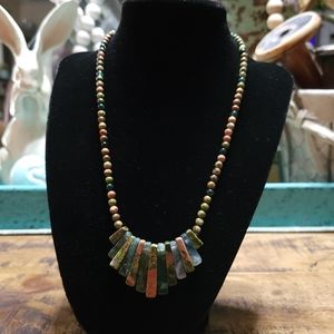 Natural Unakite and Sterling Necklace